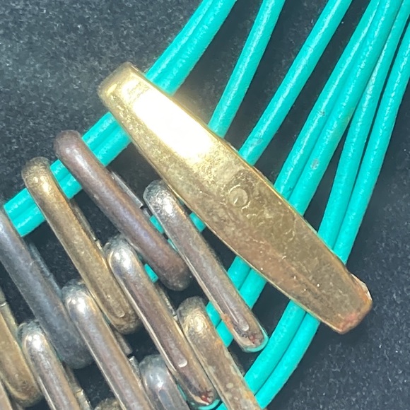 Turquoise Green and Mixed Metal Color Multi Strand Necklace - Picture 7 of 16